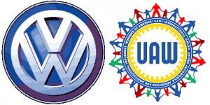 Volkswagen and UAW logos