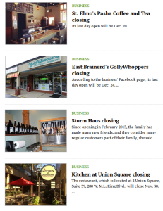 Nooga.com screenshot of restaurant closure articles